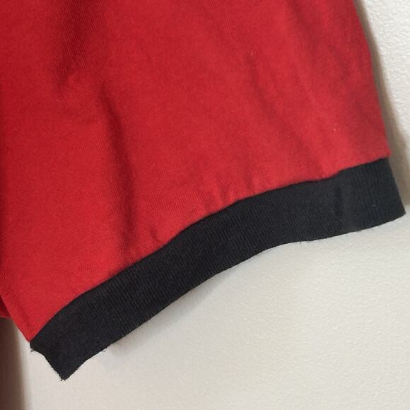 Y2K Nike Ringer Tee Men's Size XL Red Black Mini Swish Trim Short Sleeves USA - Picture 4 of 7